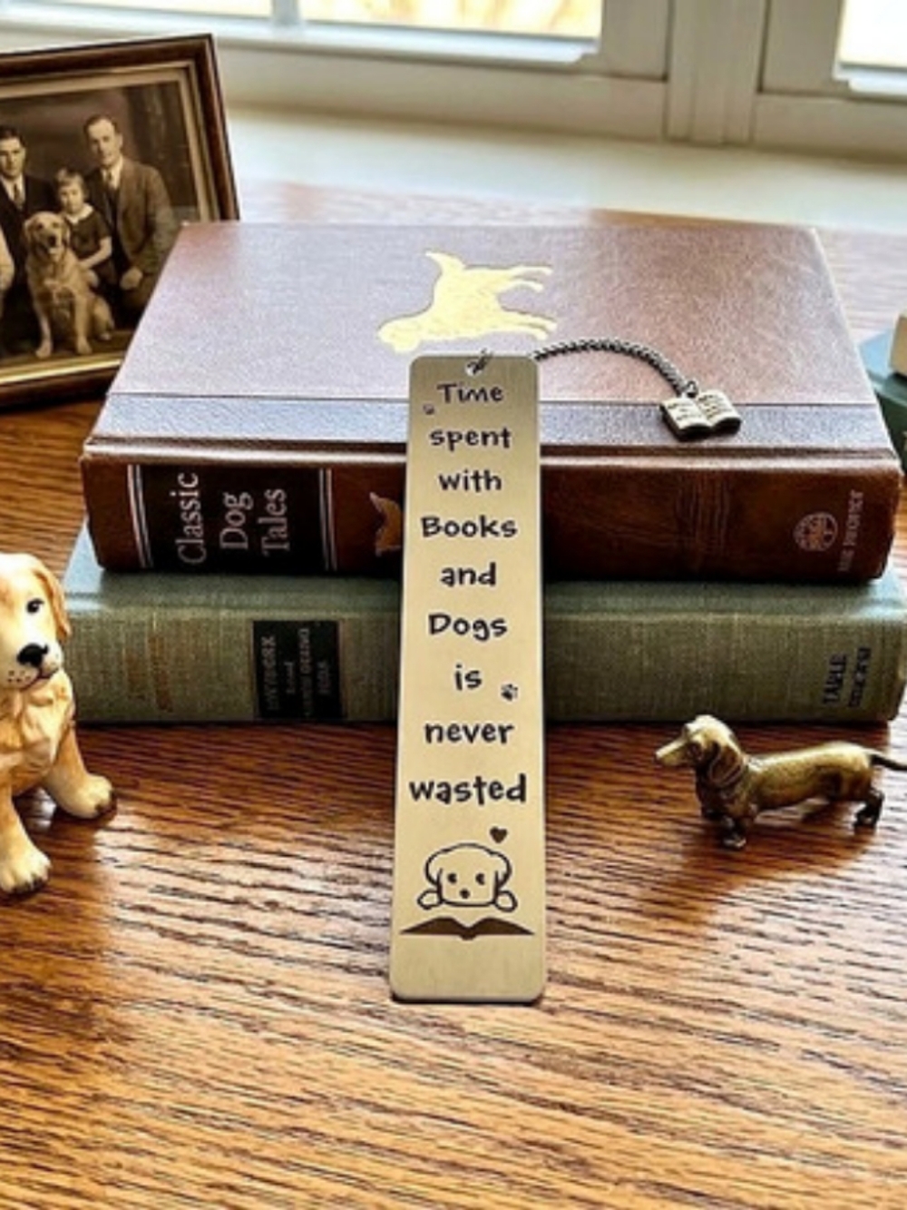 Kaluofan Time Spent with Books and Dogs is Never Wasted Metal Bookmark Metal